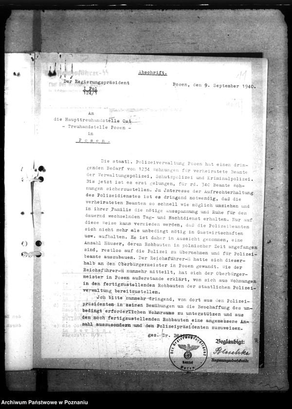 Obraz 15 z jednostki "Allgemeine Wohnungsfragen der Polizeiverwaltung Posen"