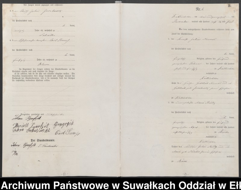 image.from.unit.number "Heiraths-Haupt-Register des Königlich Preussischen Standes-Amtes Kallischken Kreis Johannisburg]"