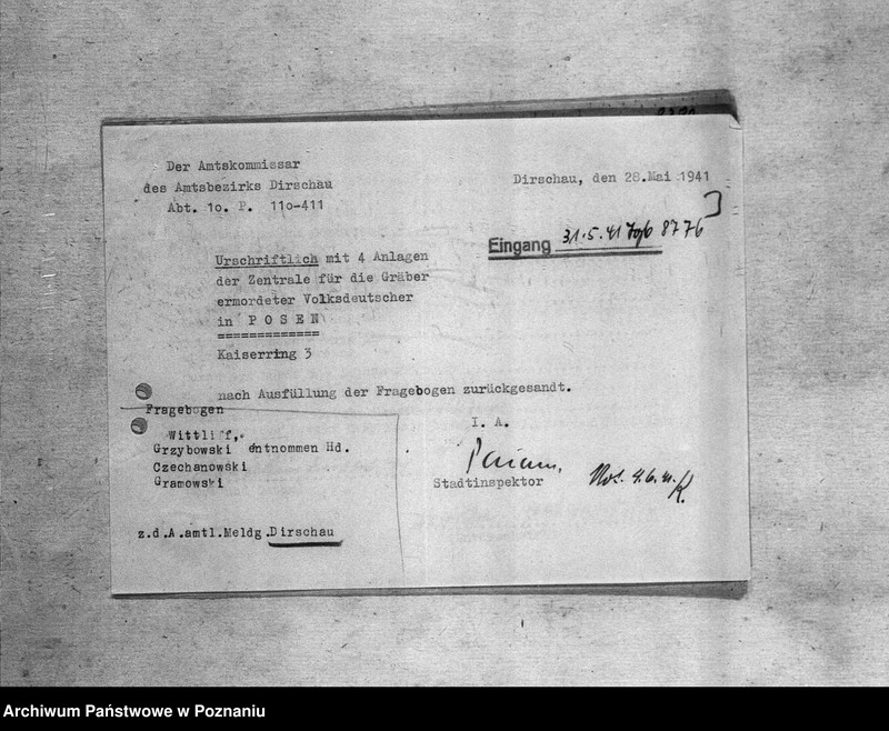 Obraz 7 z jednostki "Amtliche Meldung Kreis Dirschan (Tczew)"