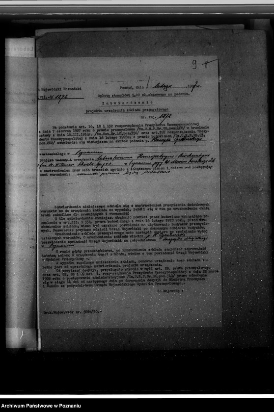 Obraz 13 z jednostki "Zatwierdzenie zakładu przemysłowego /laboratorium Homeopatycznego/ Firmy dr Willmar Schwabe Spółka z o. o. w Poznaniu"