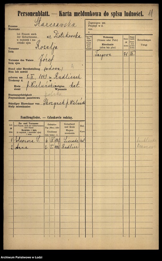 Obraz 13 z jednostki "[Spis ludności Łodzi] Starczewska-Stasiak"