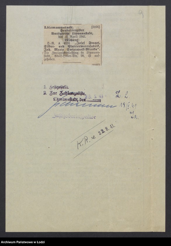 Obraz 11 z jednostki "Józef Fraget- Fabryka wyrobów srebrnych i platerowanych"