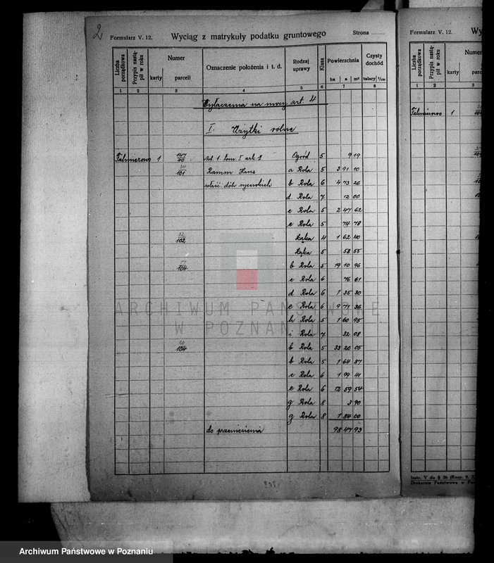Obraz 6 z jednostki "Operat wyłączeń w myśl art.4 i 5 ustawy o reformie rolnej majątku Falmierowo powiatu wyrzyskiego mikrofilm"
