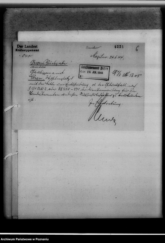 Obraz 11 z jednostki "Bevölkerungspolitische Angelegenheiten [korespondencja, odpisy aktów stanu cywilnego]"