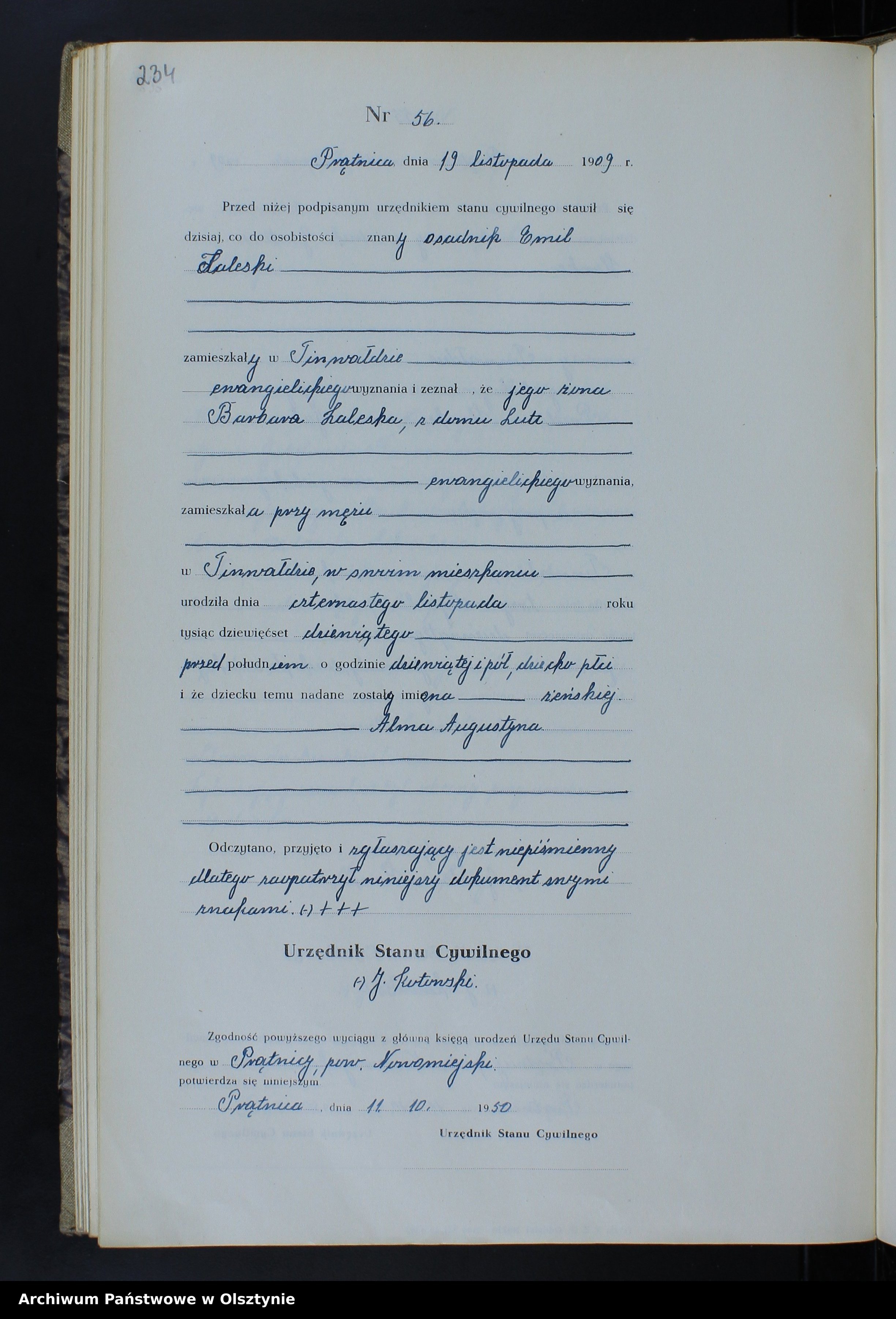 Skan z jednostki: Księga urodzeń Nr 1-55,1- 63,1-59,1-66,1-58 /przepisana w jęz. polskim z oryginału niemieckiego w 1950 r./.