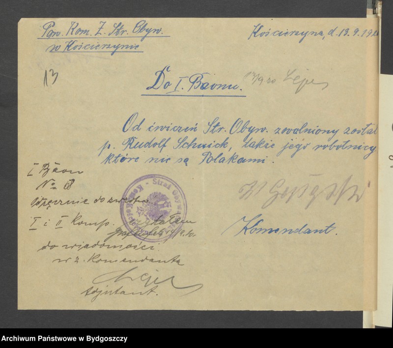 image.from.unit.number "[Raport do Powiatowej Komendy Zachodniej Straży Obywatelskiej w Kościerzynie i rozkazy wydane przez Komendę Powiatową do kompanii i podległych baonów]"