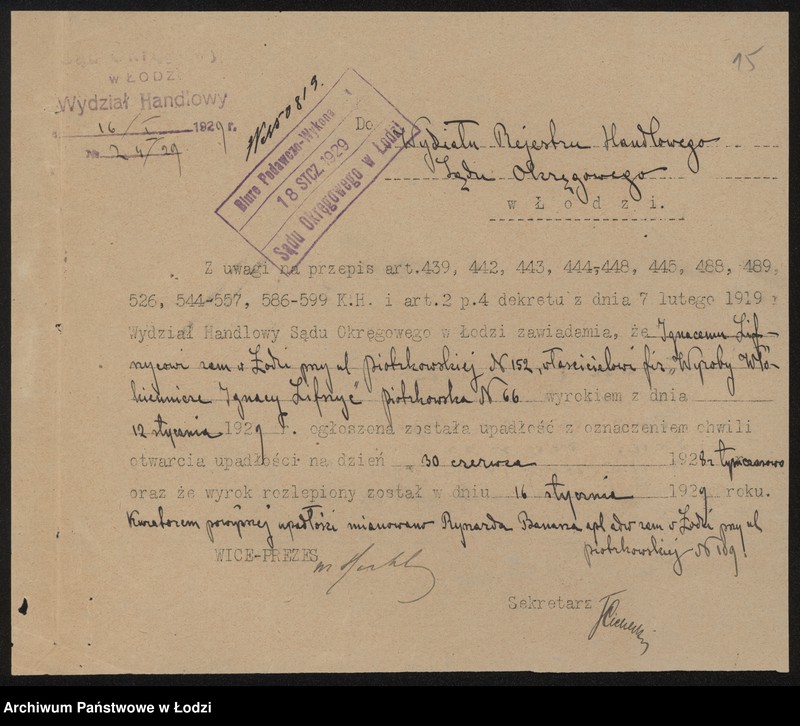 Obraz 17 z jednostki "Ignacy Lipszyc – sprzedaż towarów wełnianych"