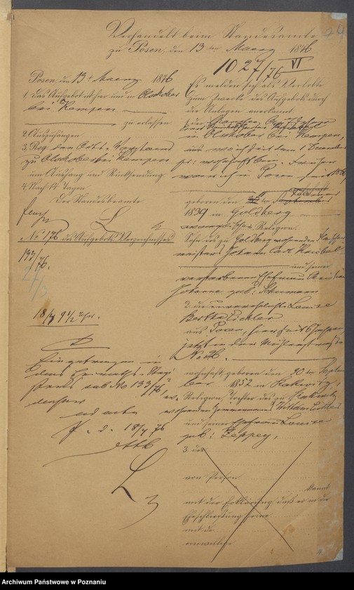 Obraz 6 z jednostki "Die von den Verlobten beigebrachten Urkunden zur Eheschliessung pro 1876"