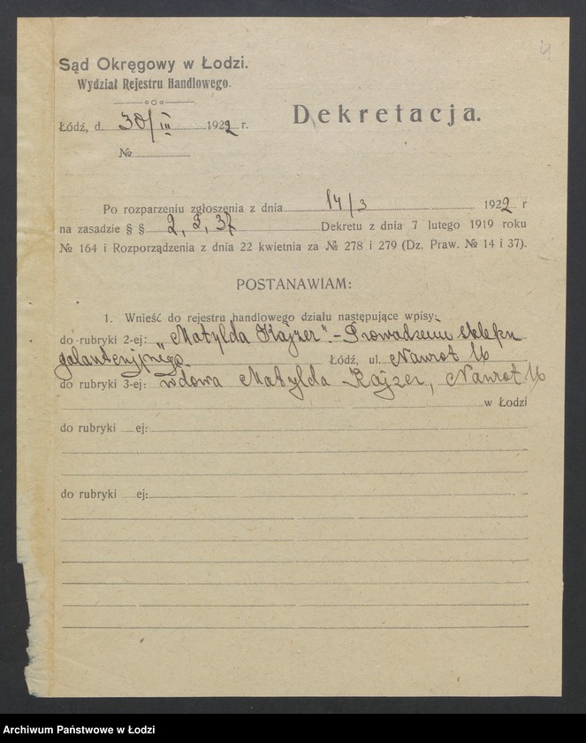 Obraz 6 z jednostki "Matylda Kajzer- prowadzenie sklepu galanteryjnego"