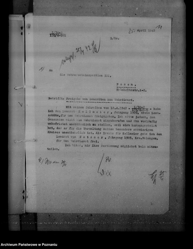 Obraz 19 z jednostki "Służba wojskowa landratów, Reg. Litzmannstadt (Łódź)"