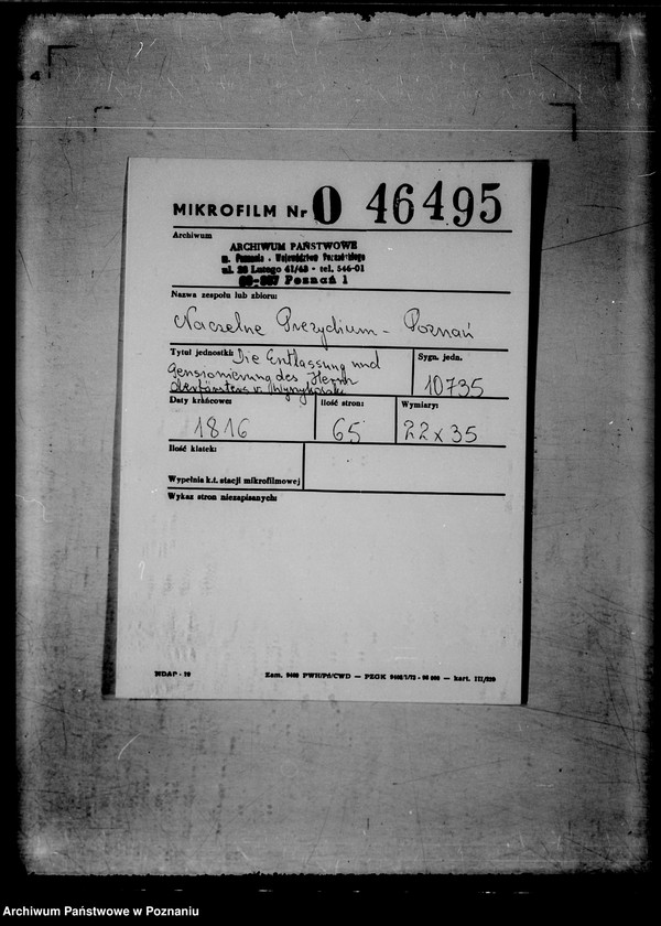 Obraz 2 z jednostki "Die Entlassung und Pensionierung des Herrn Oberförsters von Wyrzykowski zu Moschin /Mosina/."