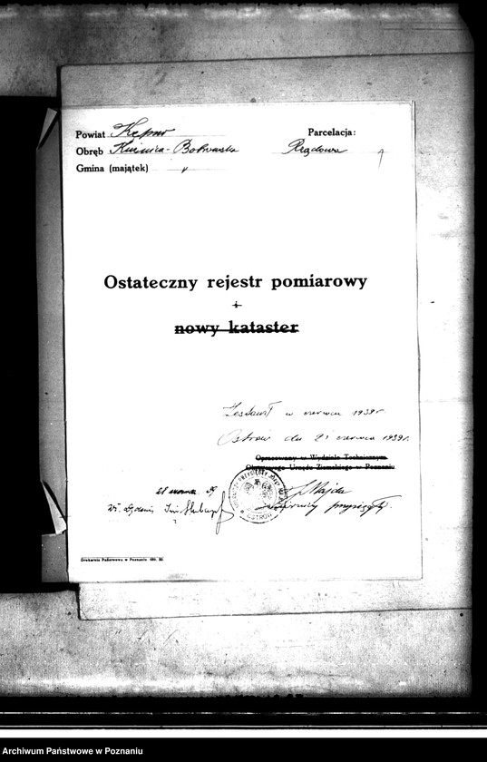 Obraz 5 z jednostki "Ostateczny rejestr pomiarowy Kuźnica Bobrowska powiatu kępińskiego"