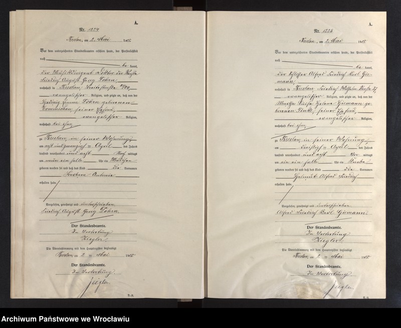 image.from.unit.number "Geburts-Neben-Register Breslau I 1908 Band 4"