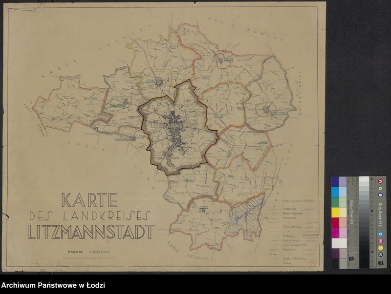 Obraz 1 z jednostki "Karte des Landkreises Litzmannstadt"