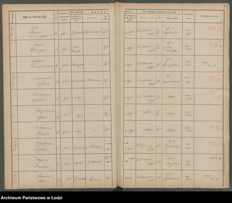 Obraz 19 z jednostki "[Księga ludności niestałej m. Łodzi nr domu 321-339]"
