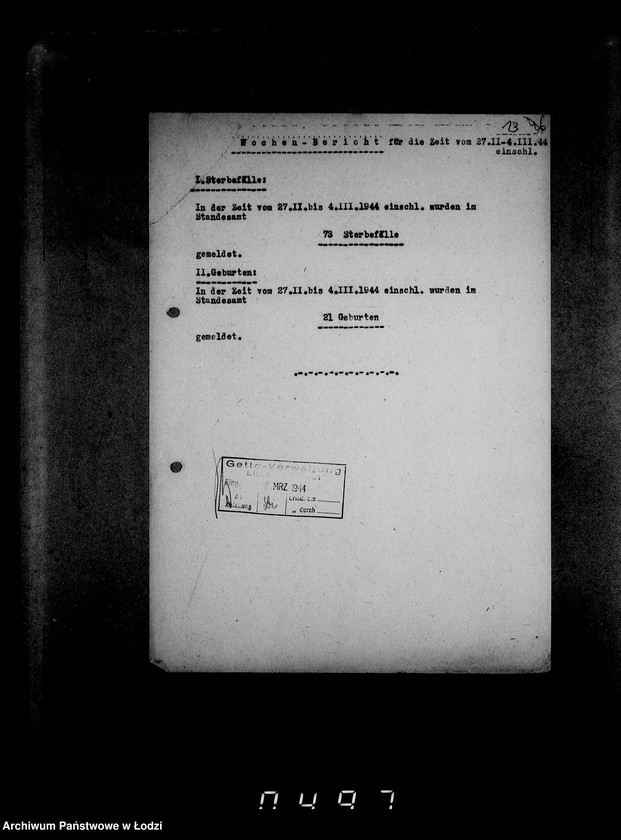 Obraz 17 z jednostki "Wöchentliche (monatliche) Tätigkeitsberichte des Ältesten der Juden"