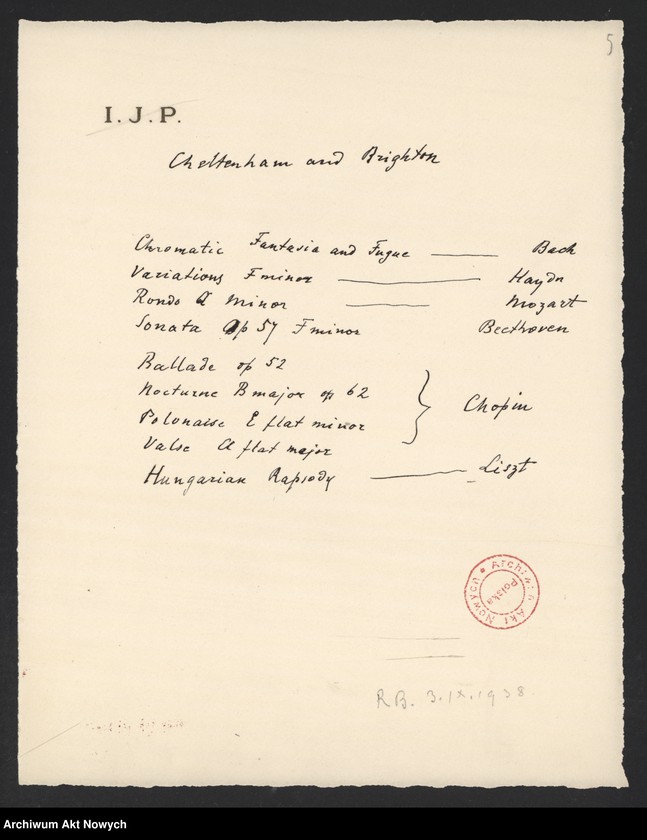 image.from.unit.number "Spisy granych utworów. Rękopisy I. J. Paderewskiego"