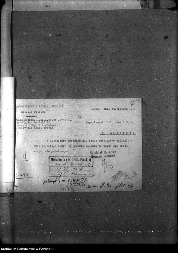 image.from.unit.number "Sprawy osobowe. Departament Rolnictwa i Dóbr Państwowych. Zapomogi szkolne"