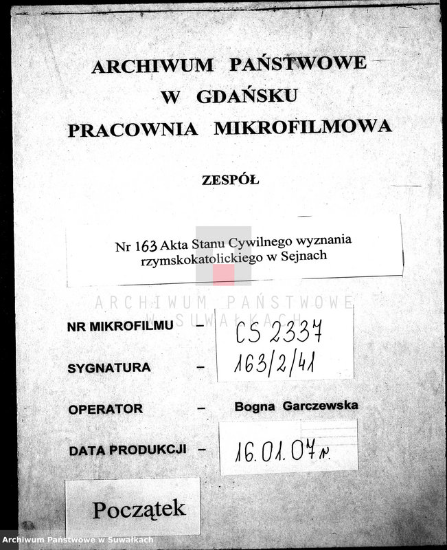 image.from.unit.number "[Dokumenty do akt małżeństw wyznania rzymskokatolickiego parafii w Sejnach]"