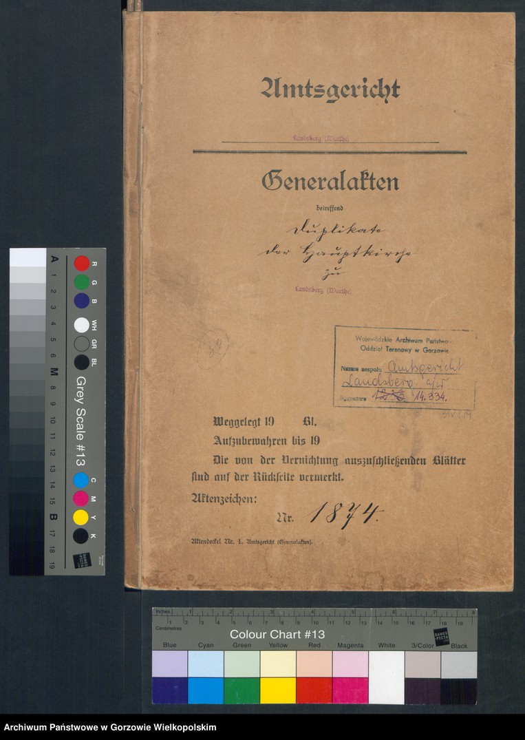 image.from.unit.number "Duplikate der Hauptkirche Landsberg an der Warthe (zawiera także Concordienkirchen-Gemeinde in Verbindung mit der reformirten und Militair-Gemeinde dotyczących zgonów w 1874 r.)"