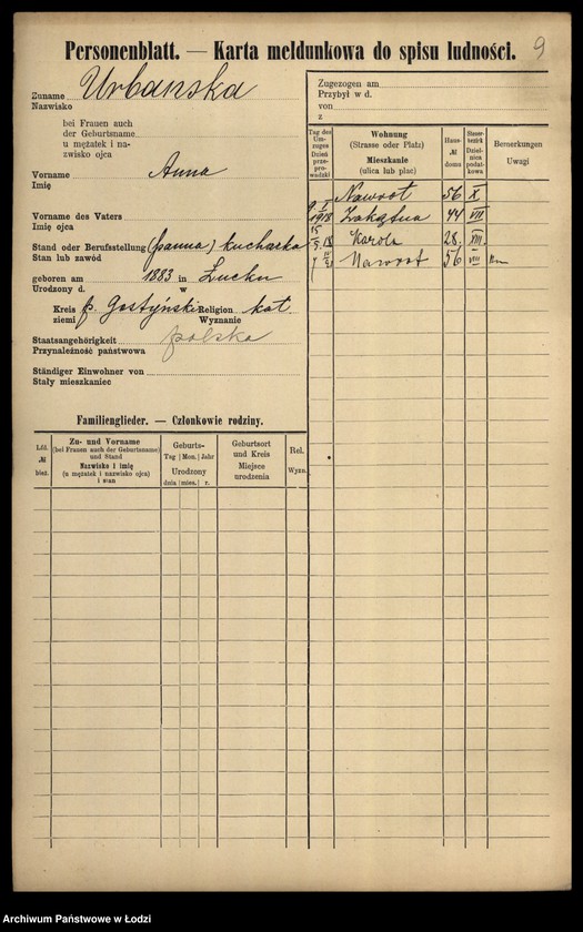 Obraz 11 z jednostki "[Spis ludności Łodzi] Urbańska - Użniak"