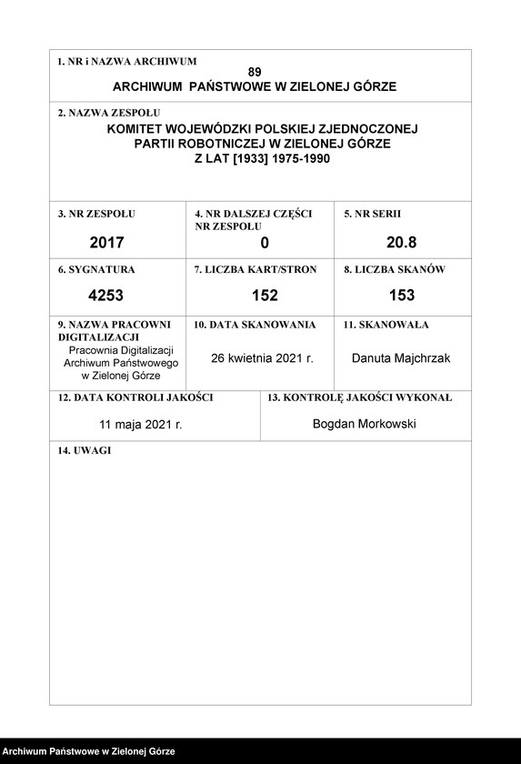 Obraz 1 z jednostki "Sprawozdania statystyczne o przyjętych do partii, o przyjętych w poczet kandydatów, o składzie socjalno - zawodowym partii"