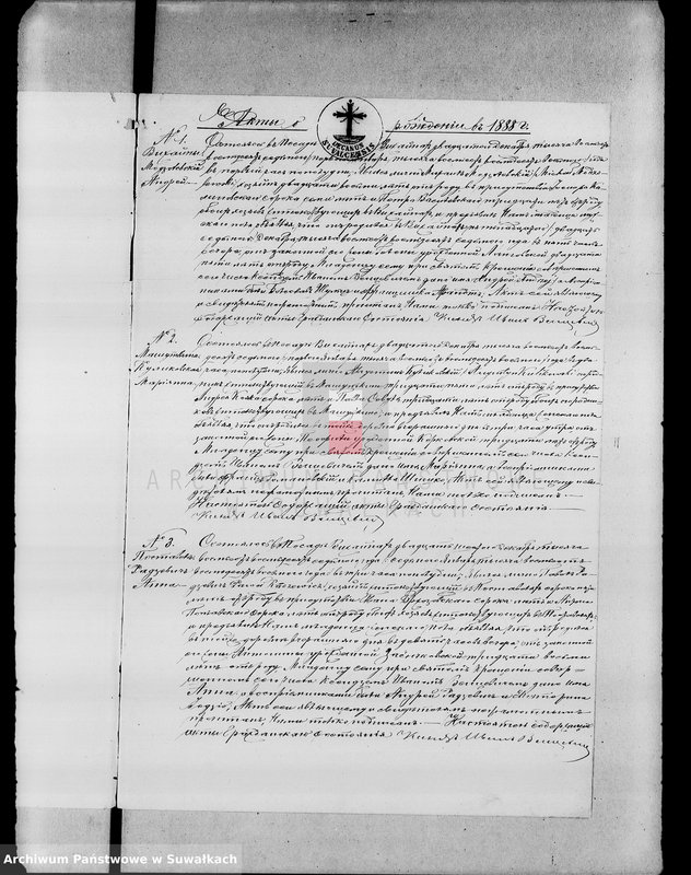 Obraz 5 z jednostki "Duplikat aktov graždanskogo sostojanija vižajnskogo prichoda suvalskogo uezda o roždenii, brakosočetanii i smerti na 1888 god"