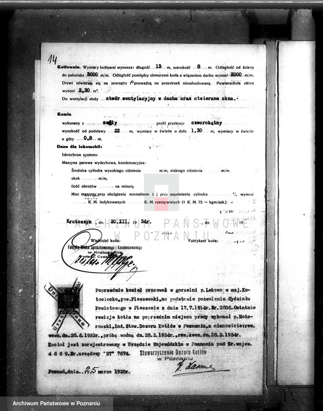 Obraz 19 z jednostki "Fabryka mleka proszkowanego i kondensowanego w Krotoszynie nr woj. kotła 4669"