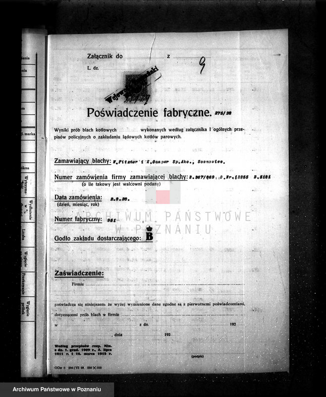 Obraz 13 z jednostki "Pleszewskie Młyny Parowe w Pleszewie nr fabr. kotła 10170, nr woj. kotła 6361"