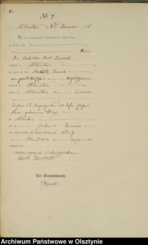 image.from.unit.number "Haupt-Sterbe-Register Nr 1 - 175"