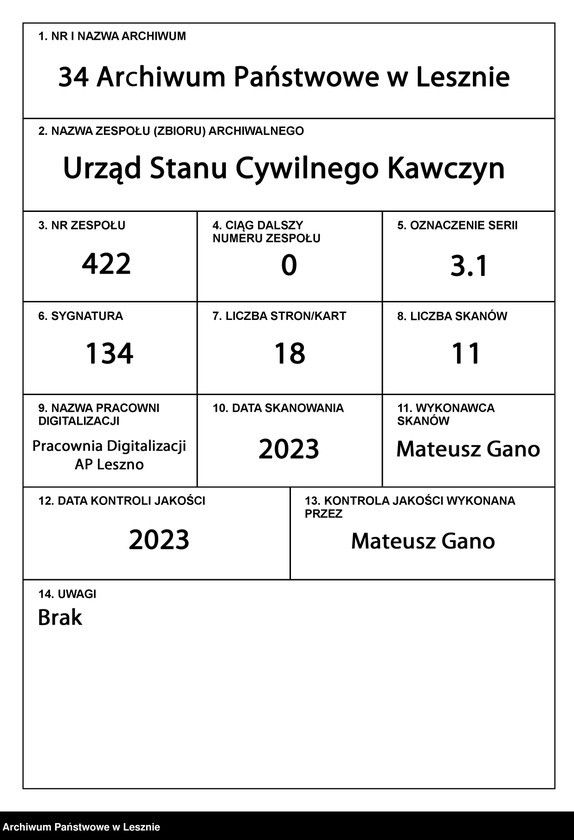 Obraz 1 z jednostki "[Księga zgonów]"
