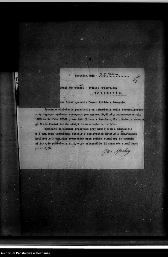 Obraz 10 z jednostki "Tartak J. Machoya w Błonicy powiat wolsztyński nr woj. kotła 2856"