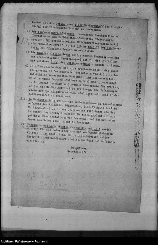 Obraz 18 z jednostki "Umbauten des Hotels de Rome in Posen, des Deutschen Schlosses, des Erholungsheimes der Reichsstatthalterei in Strohfelde, der Gauhalle und des Gauhotels"