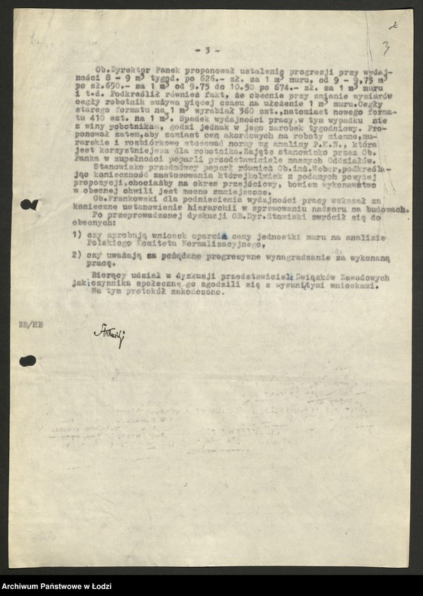 Obraz 4 z jednostki "Państwowe Przedsiębiorstwa Budowlane Zjednoczenie Łódzkie; protokoły z narad, sprawozdania [z produkcji], instrukcje i zarządzenia władz nadrzędnych"
