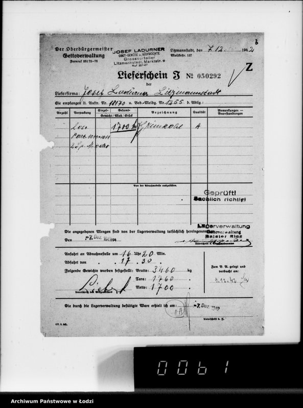 Obraz 7 z jednostki "Lebensmitteleinkauf. Aufträge, [Lieferscheinen und Rechnungen] 18111-18170"