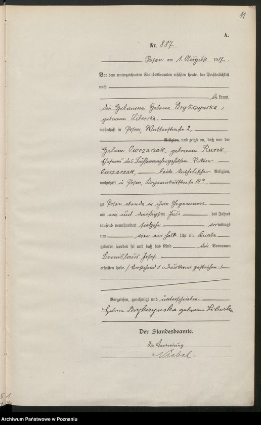 Obraz 13 z jednostki "Księga miejscowa urodzeń tom III [Rejestr główny urodzeń]"