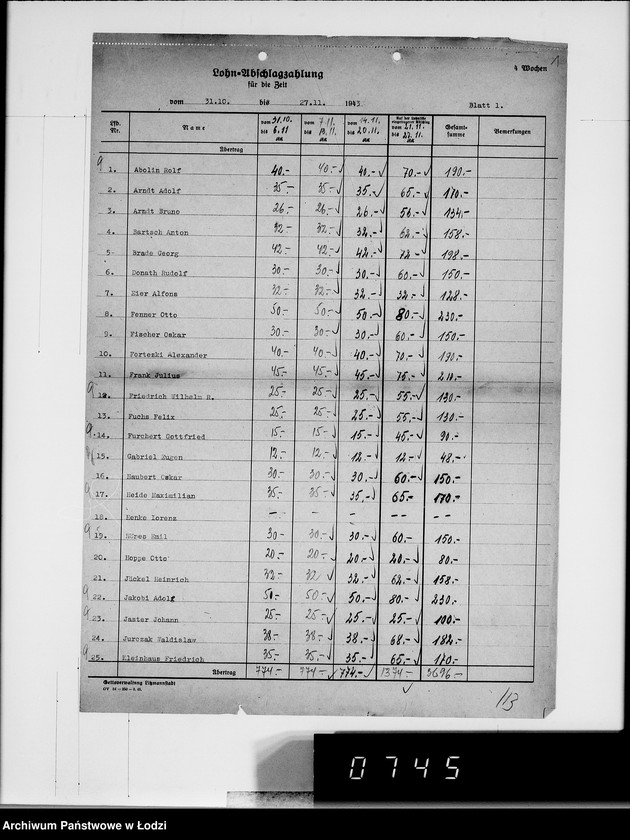 Obraz 5 z jednostki "Abschlag-Listen"