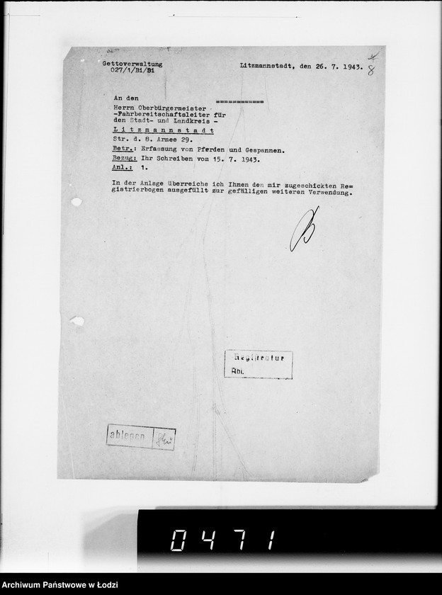 Obraz 12 z jednostki "Akten betr.Correspondenz an Hern Oberbürgermeister und Bürgermeister"