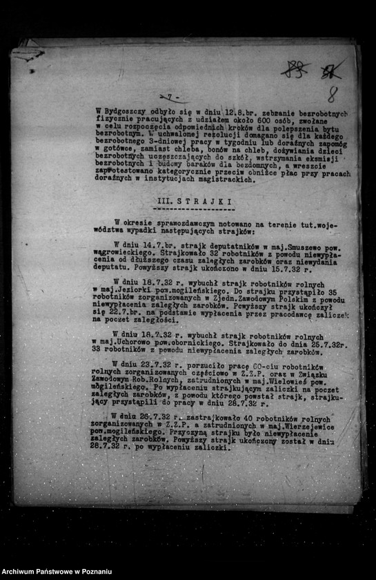 Obraz 12 z jednostki "Sprawozdania okresowe ze stanu bezpieczeństwa za miesiące lipiec-grudzień 1932 r. /nr 7-12/"