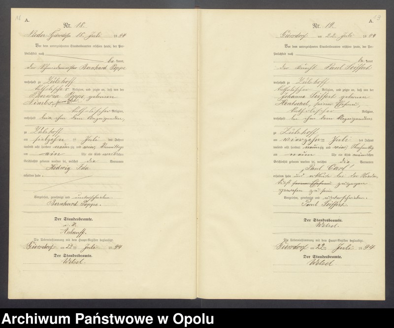 image.from.unit.number "Geburts-Neben-Register Standesamts Hohen-Giersdorf pro 1894"