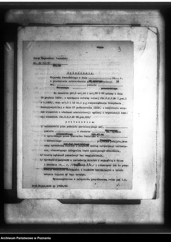 Obraz 7 z jednostki "Przymusowy wykup majątku Strzeszyn powiatu poznańskiego na cele parcelacyjne"