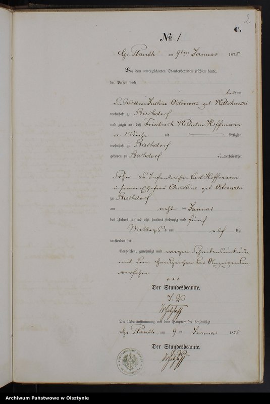 Obraz z jednostki "Sterbe-Neben-Register Nr 1 - 34"