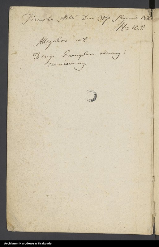 Obraz z jednostki "Księga do zapisywania Aktów Stanu Cywilnego na Rok 1819 służąca dla Parafii Igołomia"