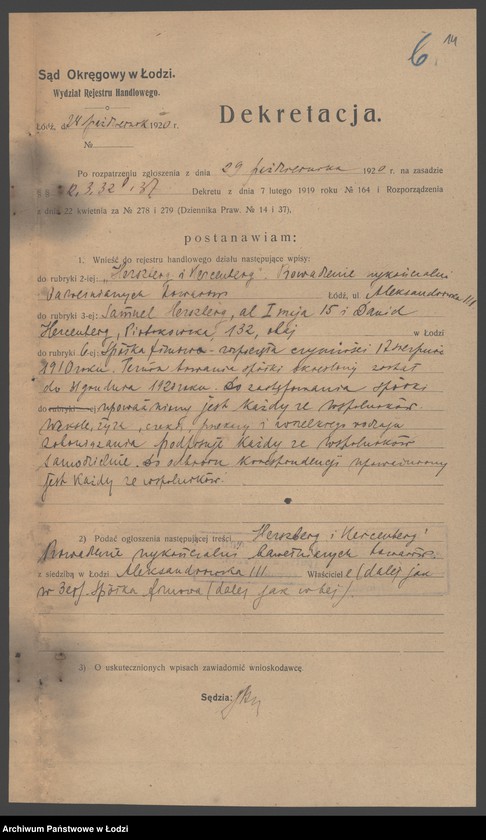 Obraz 16 z jednostki "Herszberg i Hercenberg- wykańczalnia bawełnianych tkanin"