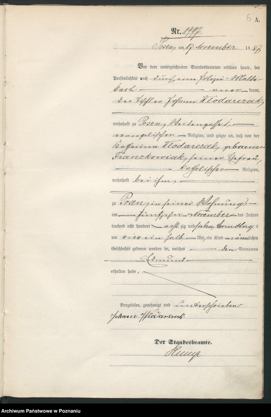 Obraz 8 z jednostki "Księga urodzeń t. V"