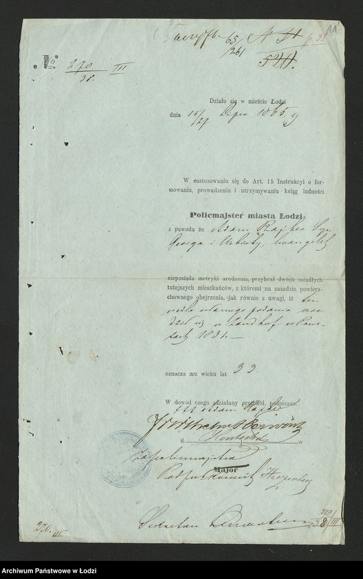 Obraz 13 z jednostki "Dowody metrykalne stałych mieszkańców osady Bałuty nr domu 65-66"