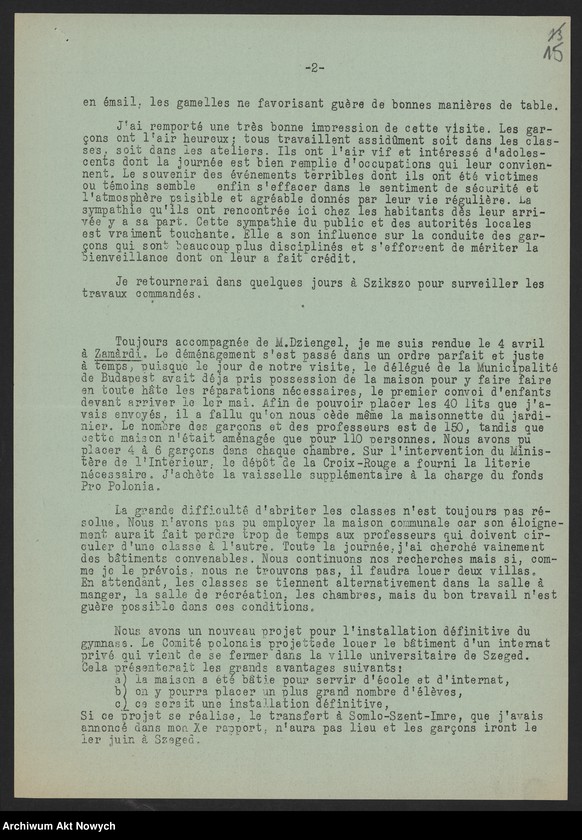 image.from.unit.number "Pro Polonia. Oeuvre suisse de secours aux Polonia victimes de la guerra; Załączniki: 1) Biuletyny Nr Nr 1,2,3; 2) Apel; 3) Raport dotyczący dzieci uciekinierów polskich; 4) kopia listu J. Dębickiego do "Pro Polonia"; L.3"