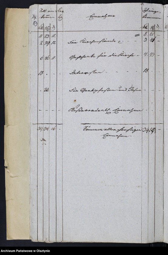 image.from.unit.number "Rechnung über Einnahme und Ausgabe für die Kirche zu Sonnenborn"