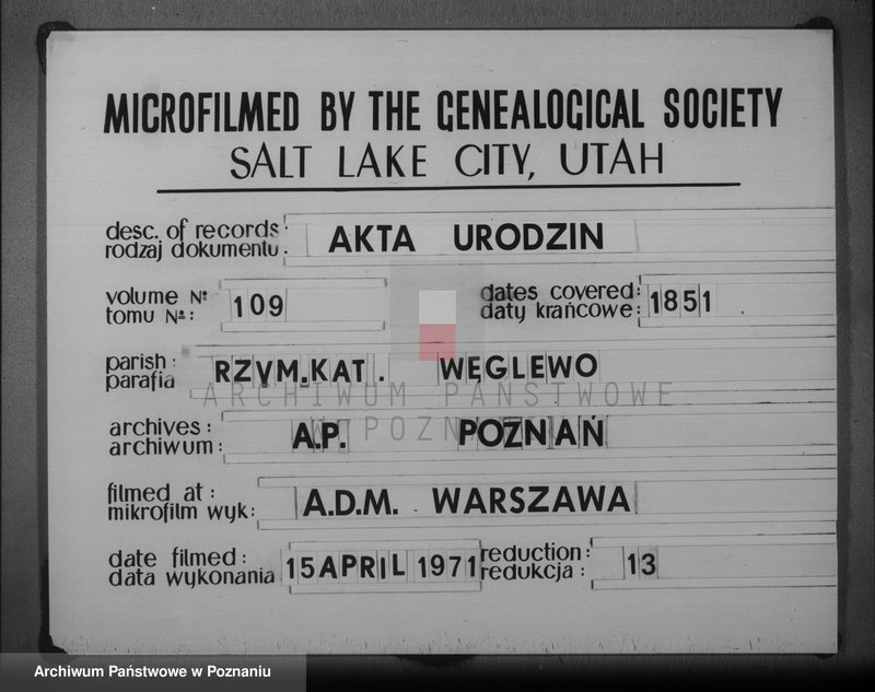 Obraz 1 z jednostki "Liber baptisatorum"