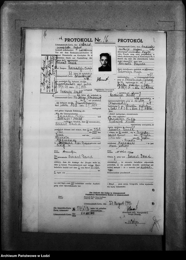 Obraz 20 z jednostki "[Protokoły stwierdzające na podstawie zeznań 2 świadków personalia i tożsamość osób ubiegających się o kartę tożsamości]"